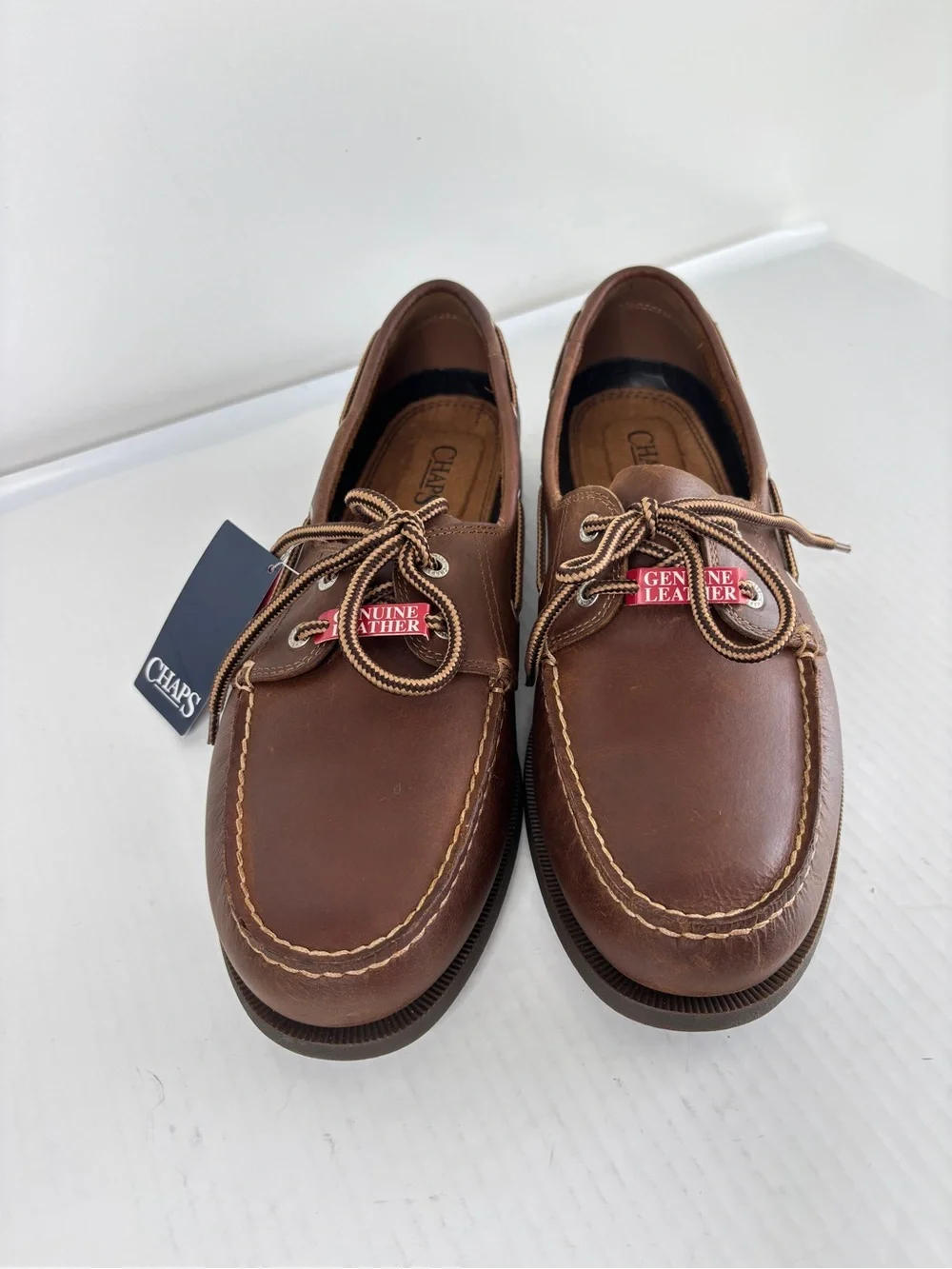 Chaps Ralph Lauren Brown Leather Boat Shoes Mens 12 M Preppy Classic NEW!